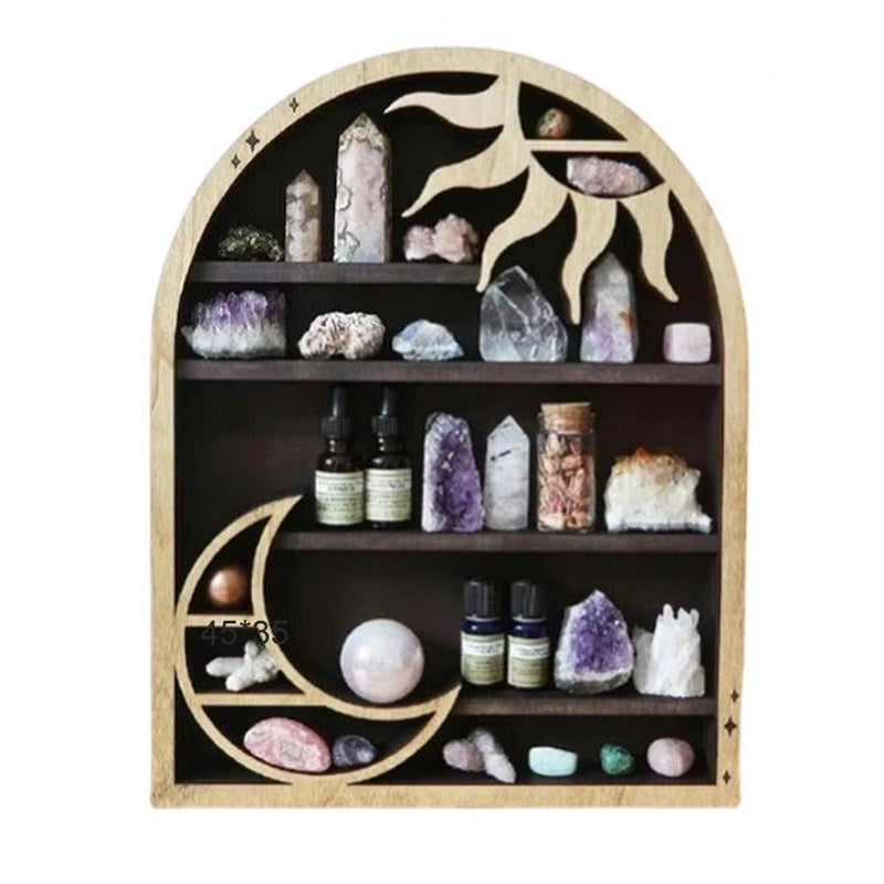 Wooden Shelf Display Sun & Moon - Witches Ink LTD - O/A Crystals and Sun Signs