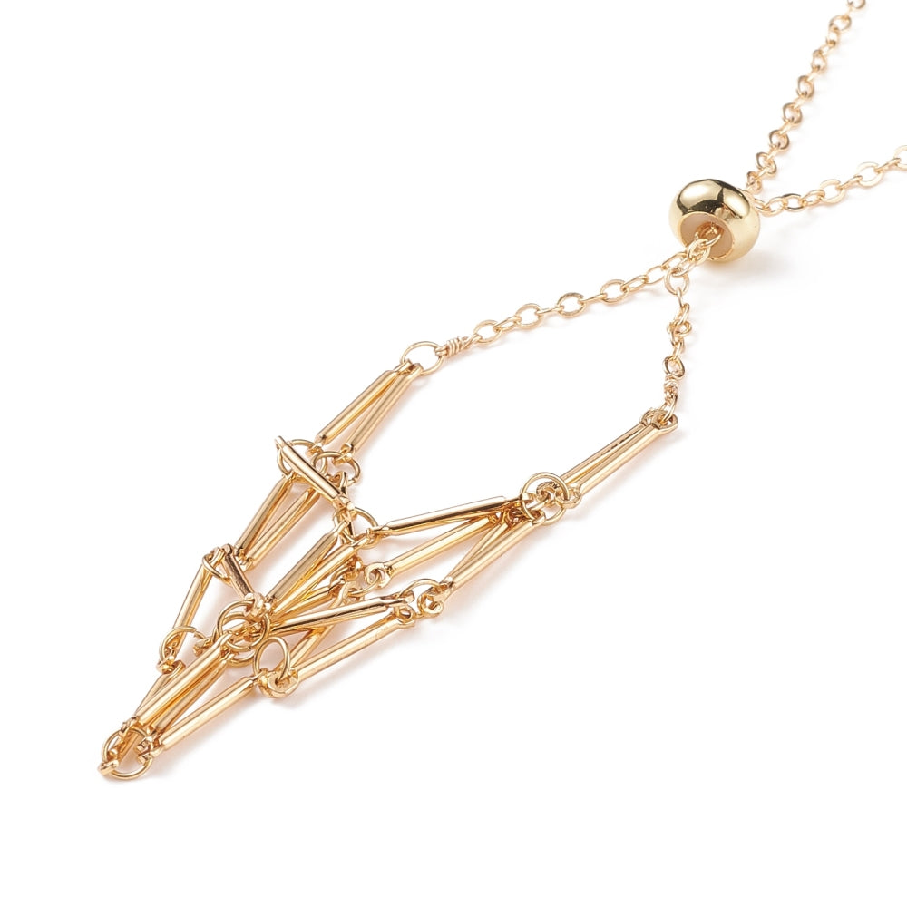 Brass Braided Macrame Pouch Empty Stone Holder for Pendant - Premium Necklace from Crystals and Sun Signs Co - Shop now at Crystals and Sun Signs Co