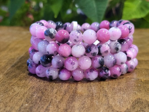 Pink, Grey and Black Dyed Jade Bracelet - Witches Ink LTD - O/A Crystals and Sun Signs