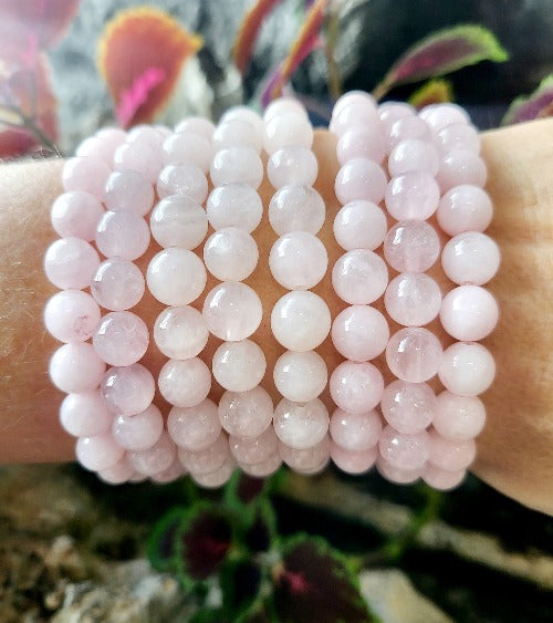 Rose Quartz Gemstone Bead Bracelet - Witches Ink LTD - O/A Crystals and Sun Signs