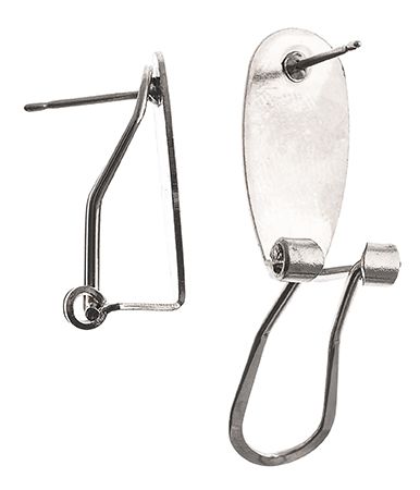 Fingernail Earring 10x20mm Rhodium 2pair