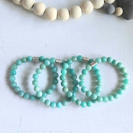 Amazonite Gemstone Bead Bracelet | The Stone of Truth - Crystals and Sun Signs