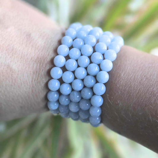 Chalcedony Gemstone Bead Bracelet | The Stone to Support Emotional Resilience - Crystals and Sun Signs Co