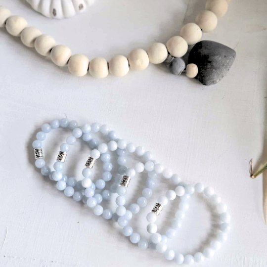 Chalcedony Gemstone Bead Bracelet | The Stone to Support Emotional Resilience - Crystals and Sun Signs Co