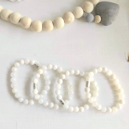 Moonstone Gemstone Bead Bracelet | The Stone of New Beginnings - Crystals and Sun Signs Co