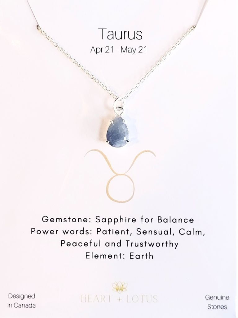 Sterling Silver Zodiac Gemstone Necklace - Crystals and Sun Signs Co