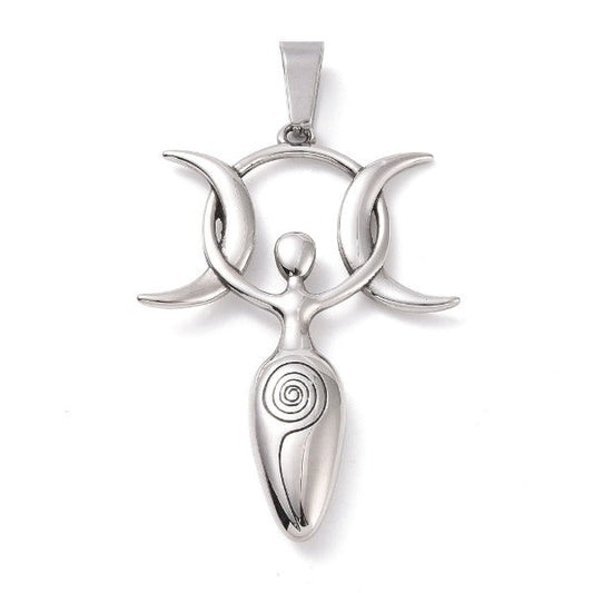 Triplemoon Goddess Necklace | 304 Stainless Steel - Witches Ink LTD - O/A Crystals and Sun Signs