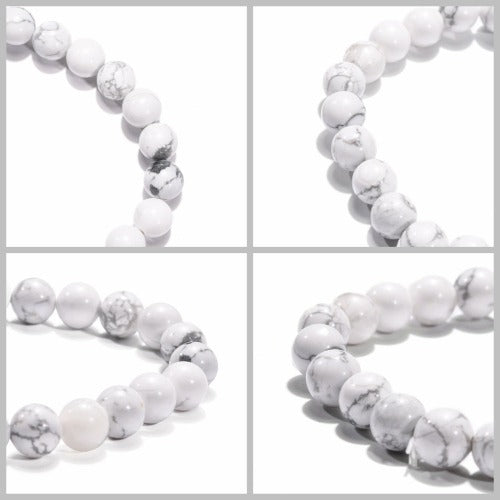 Howlite Gemstone Bead Bracelet 8MM - Witches Ink LTD - O/A Crystals and Sun Signs