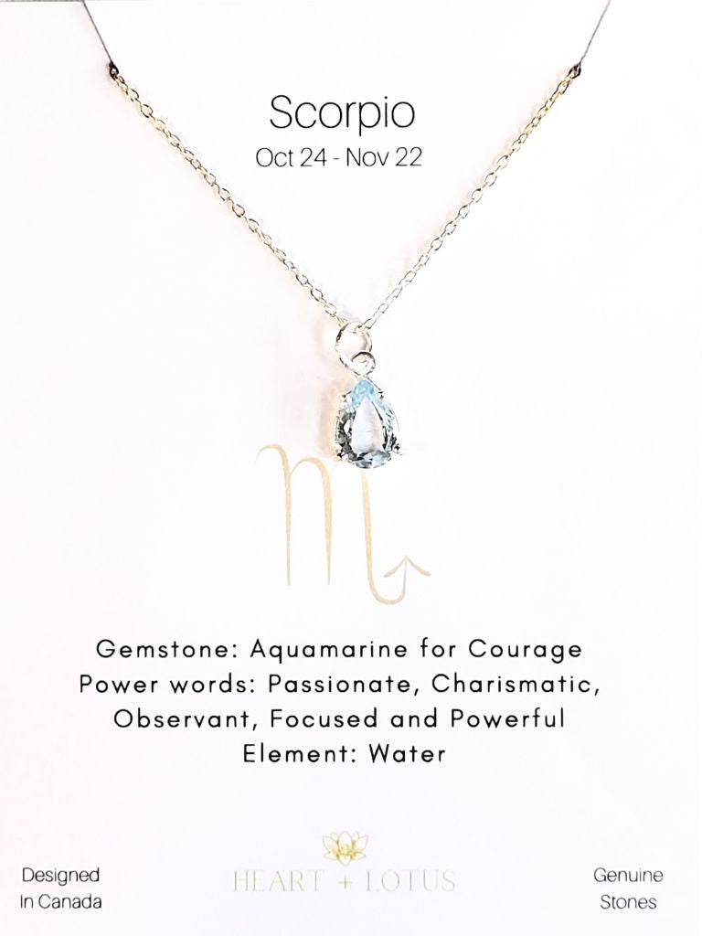 Sterling Silver Zodiac Gemstone Necklace - Crystals and Sun Signs Co