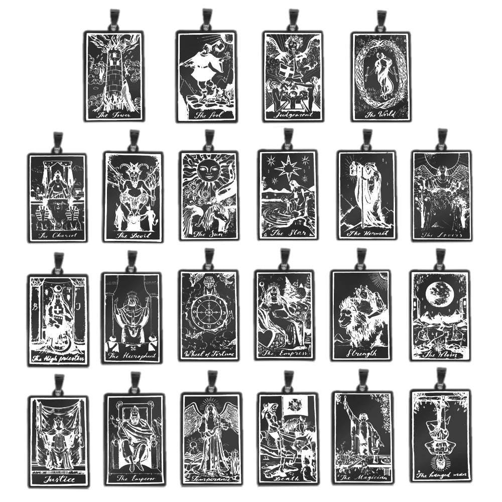 Tarot Card Necklace | 201 Stainless Steel | with 304SS Cable Chain | Crystals and Sun Signs Co