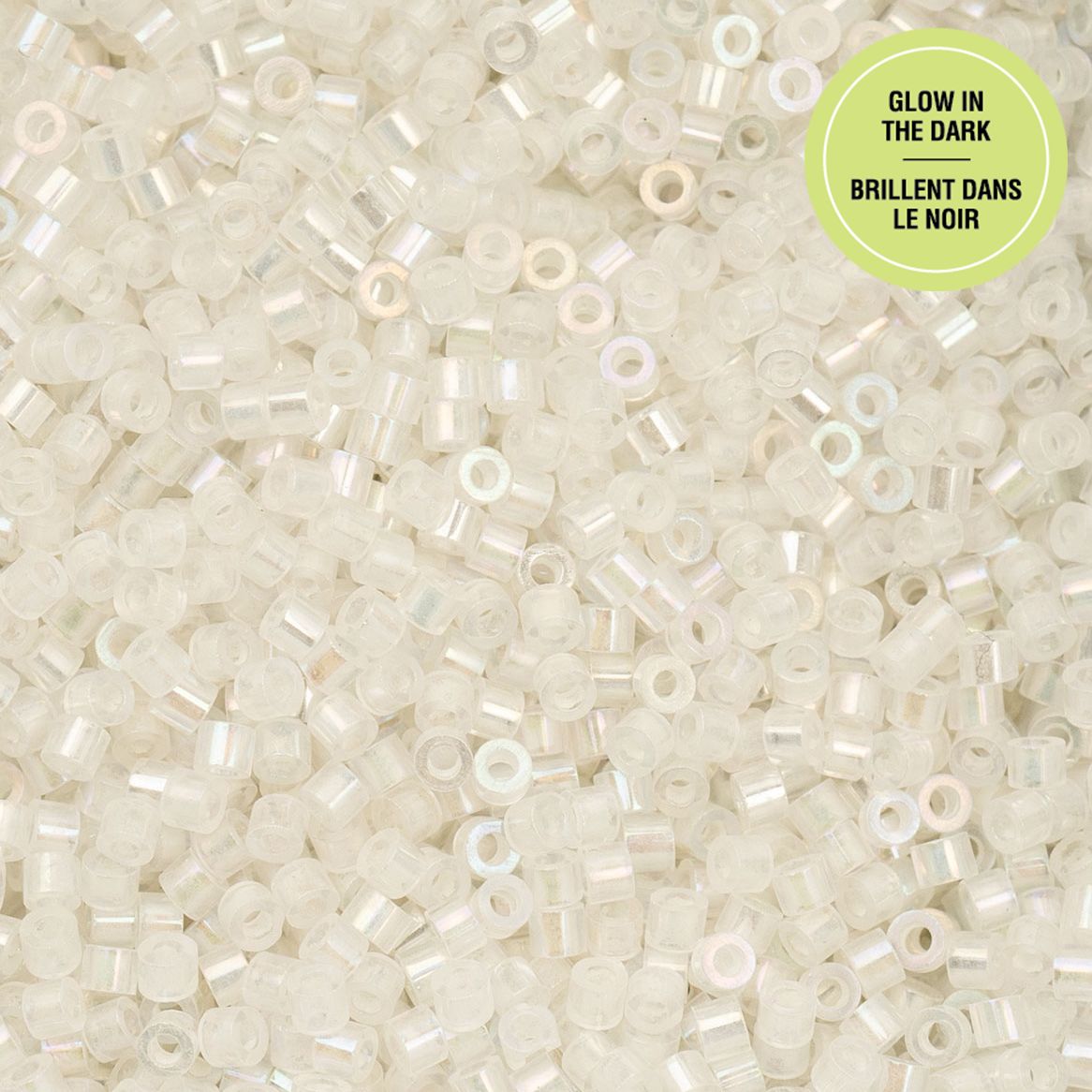 Cylin Bead 11/0 Glow in Dark AB White to Turquoise