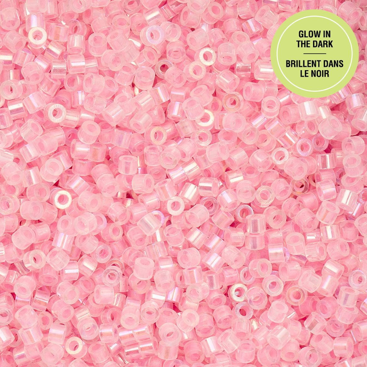 Cylin Bead 11/0 Glow in Dark AB Pink