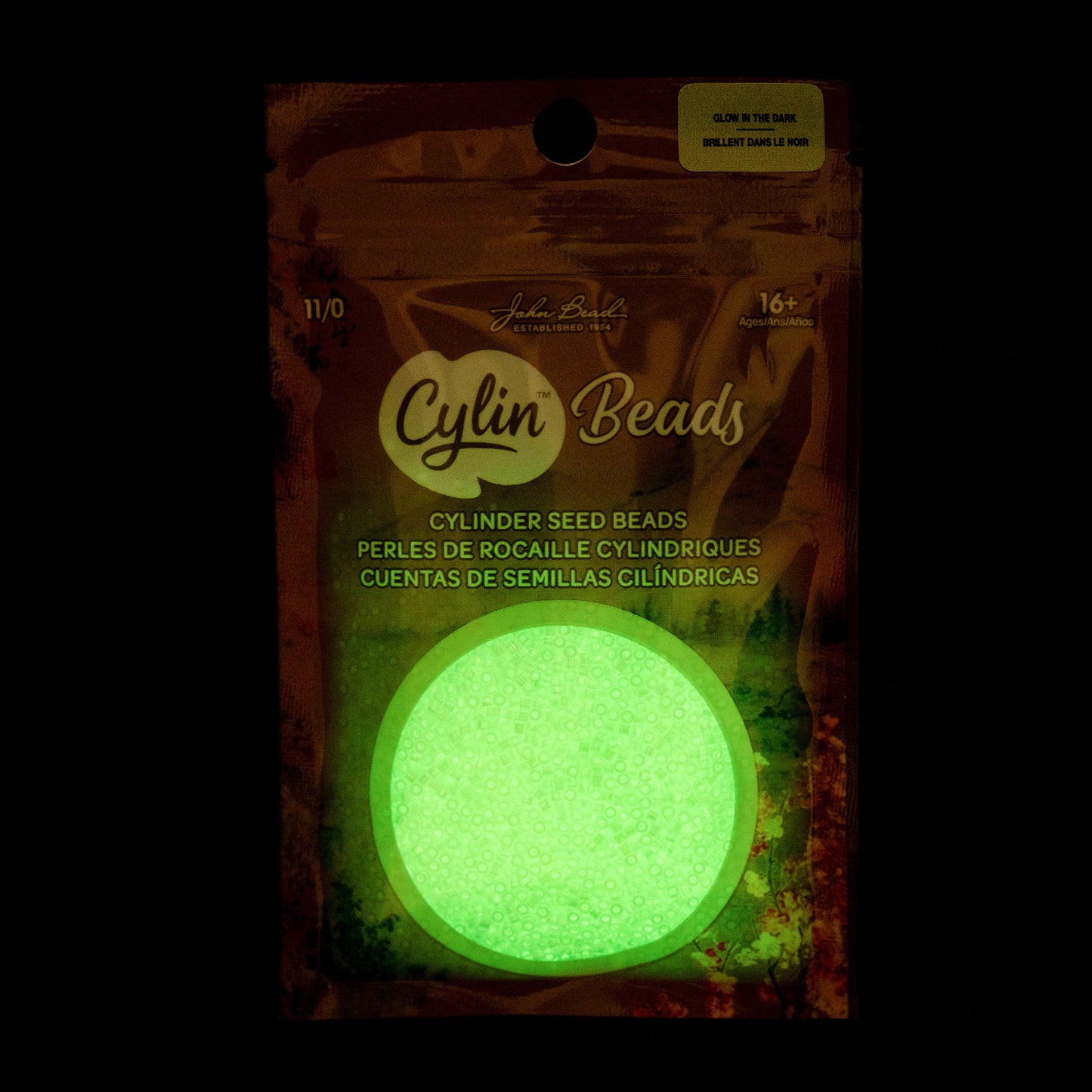 Cylin Bead 11/0 Glow in Dark AB Light Green