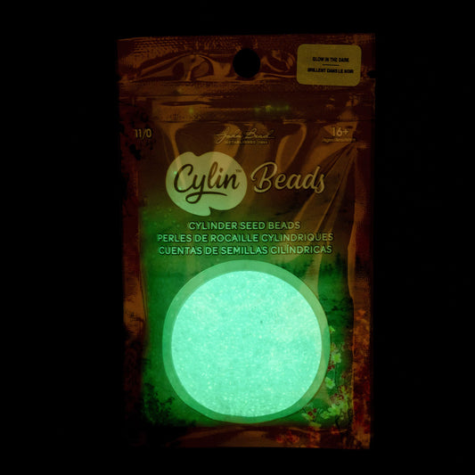 Cylin Bead 11/0 Glow in Dark AB Blue