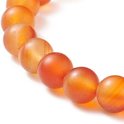 Carnelian Frosted Gemstone Bead Bracelet 8MM - Witches Ink LTD - O/A Crystals and Sun Signs