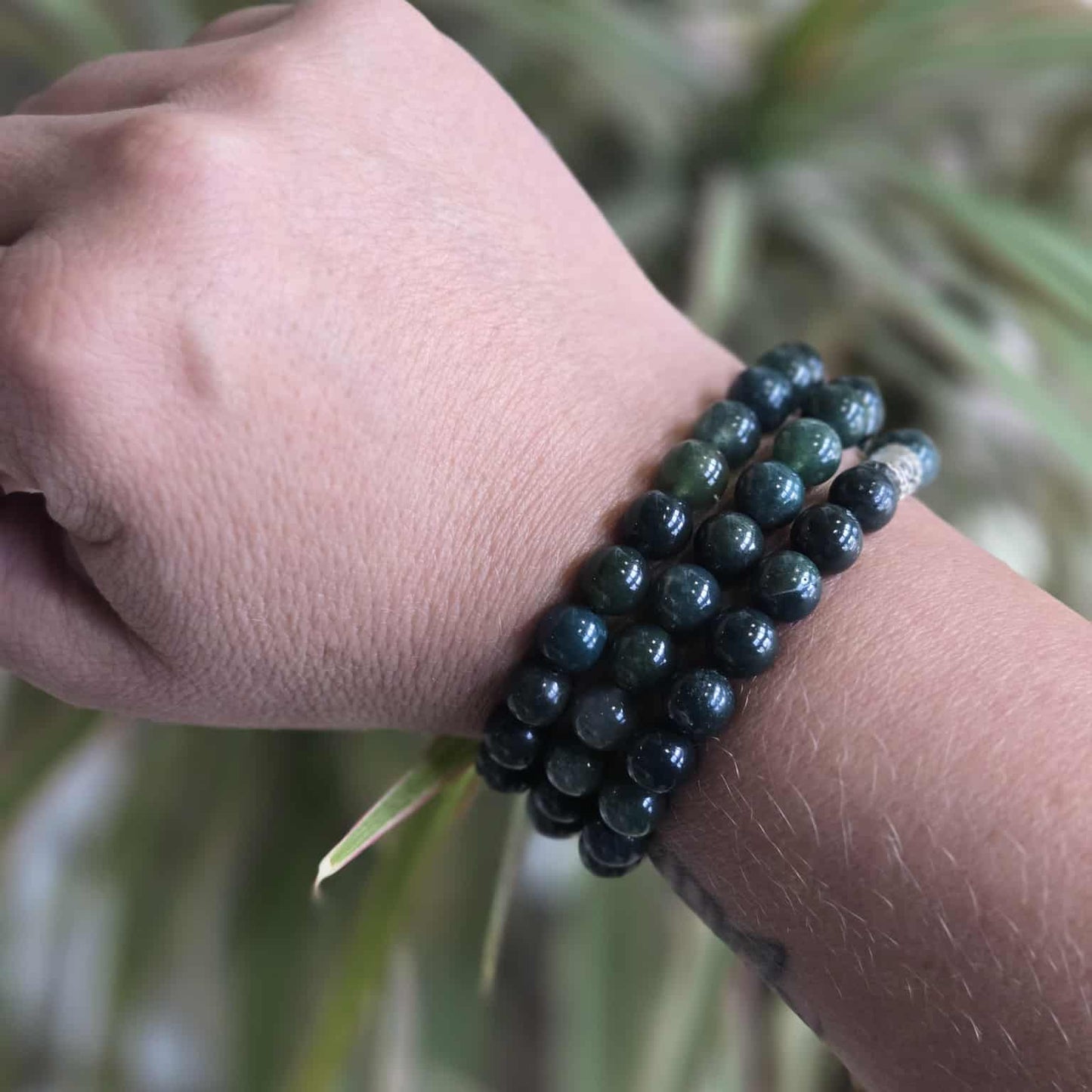 Moss Agate Gemstone Bead Bracelet | The Stone of Renewal