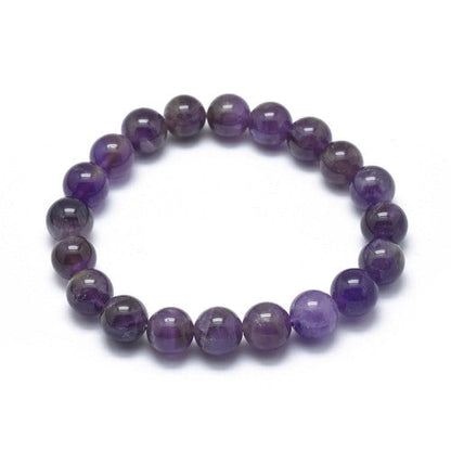 Amethyst Gemstone Bead Bracelet 10MM - Witches Ink LTD - O/A Crystals and Sun Signs