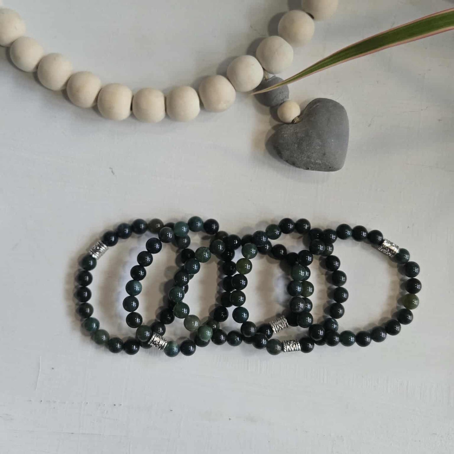Moss Agate Gemstone Bead Bracelet | The Stone of Renewal