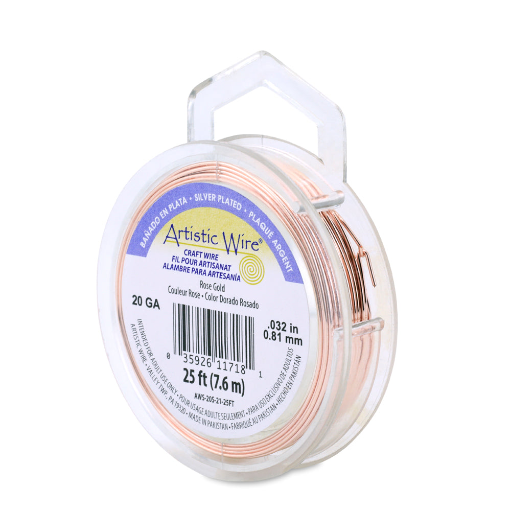 Artistic Wire 20 Gauge Silver Plated Rose Gold Wire 25 ft