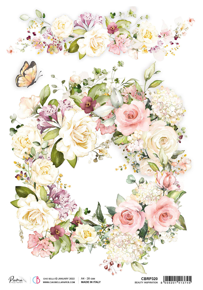 Ciao Bella Rice Paper A4 Piuma Beauty Inspiration - 5 Sheets - Ecstasy Crafts