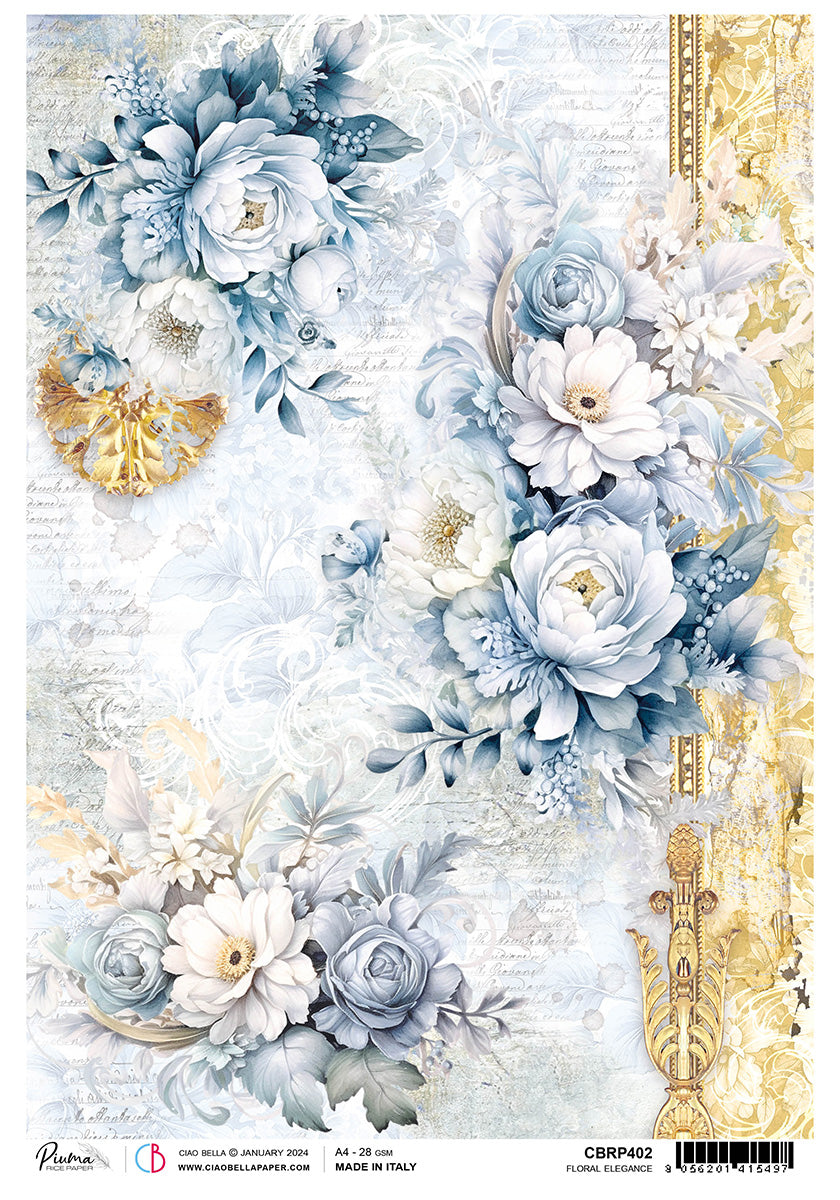 Rice Paper A4 Piuma Floral Elegance - 5 Sheets - Ecstasy Crafts