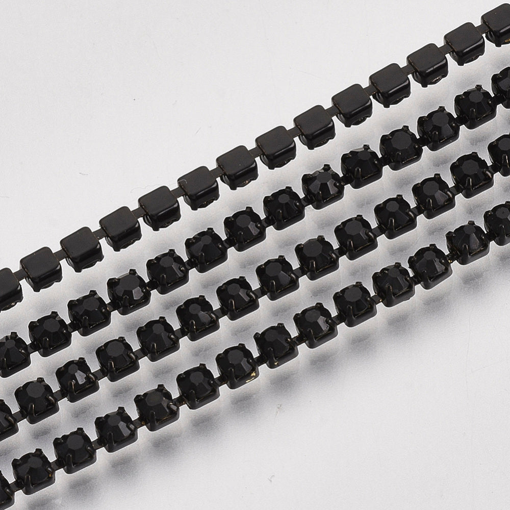 Rhinestone Cup Chain SS8.5 Black 1 Yard