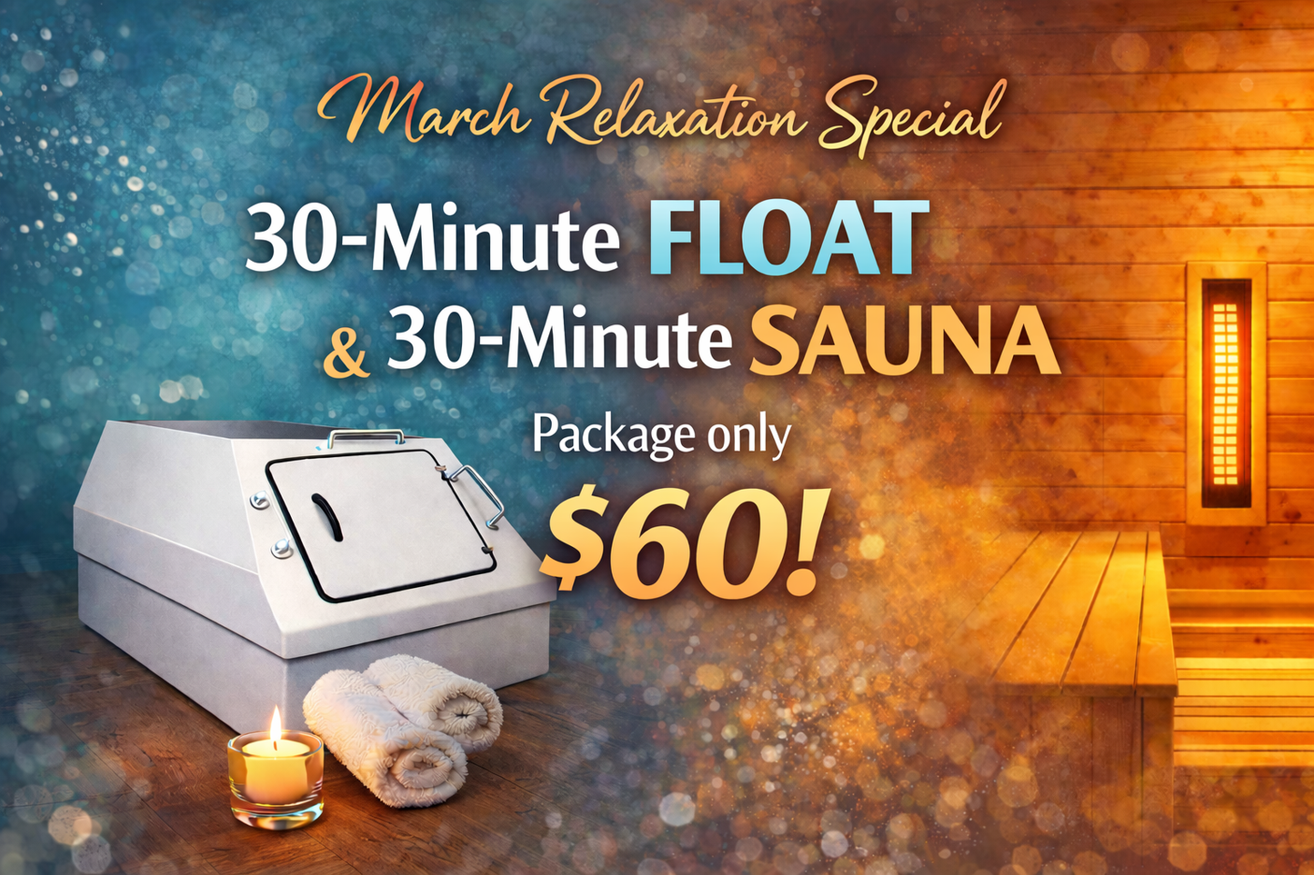 30min Float and 30min Sauna Promo Booking