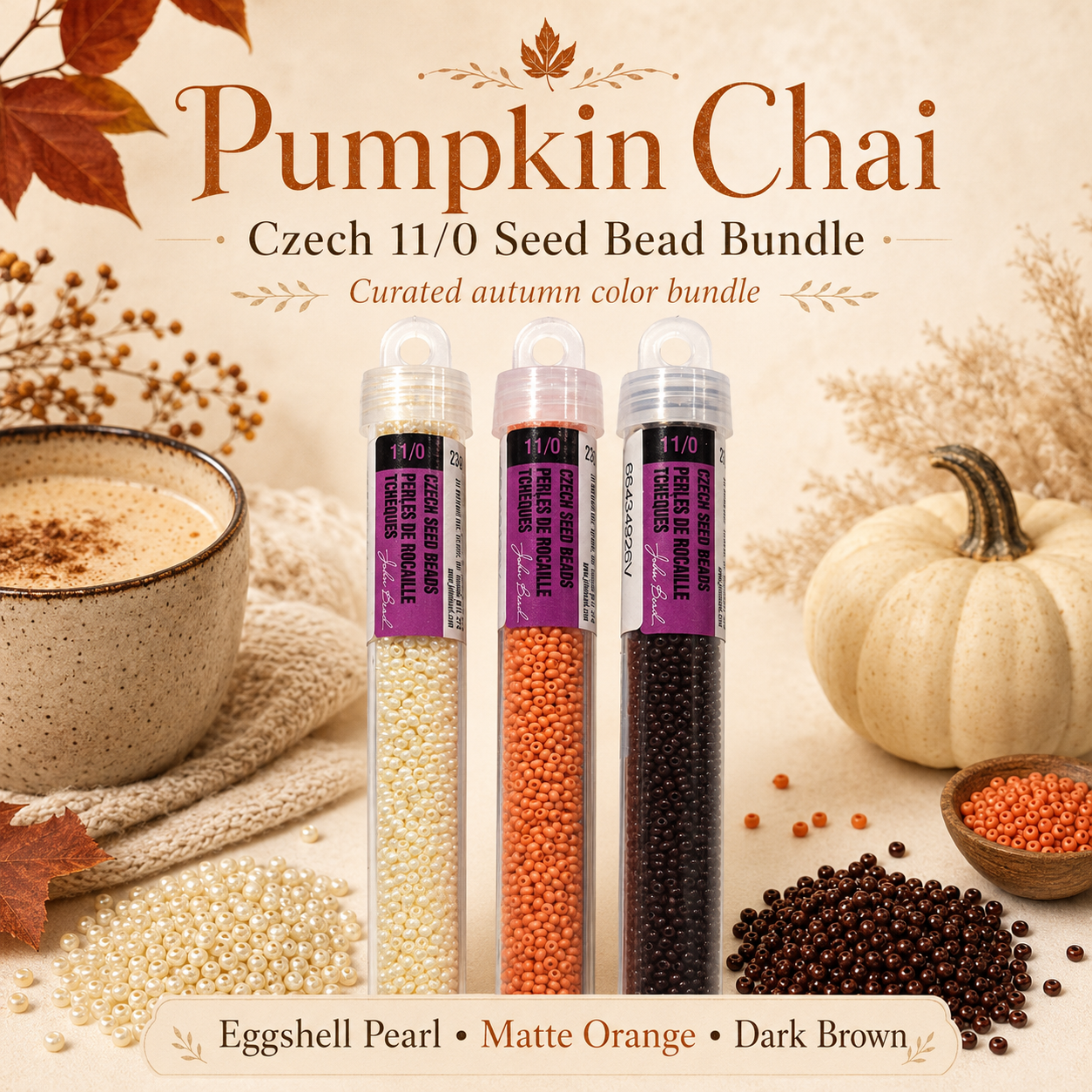 Pumpkin Chai Czech 11/0 Seed Bead Bundle