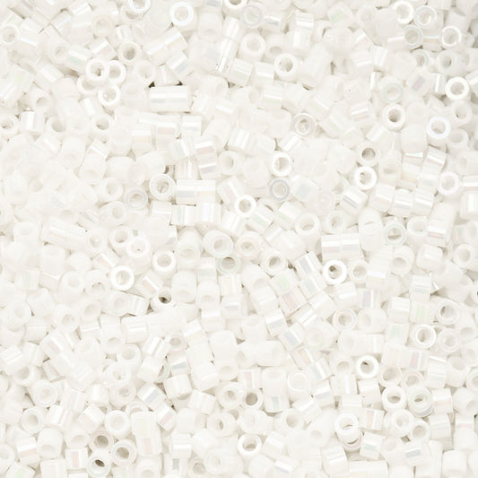 Cylin Bead 11/0 White Pearl AB - Alberta Bead Store