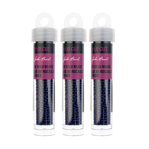 Czech Seed Beads 11/0 Cut Opaque Dark Royal Blue - Alberta Bead Store