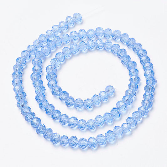 Glass Bead Rondelle Light Sky Blue 4x3mm