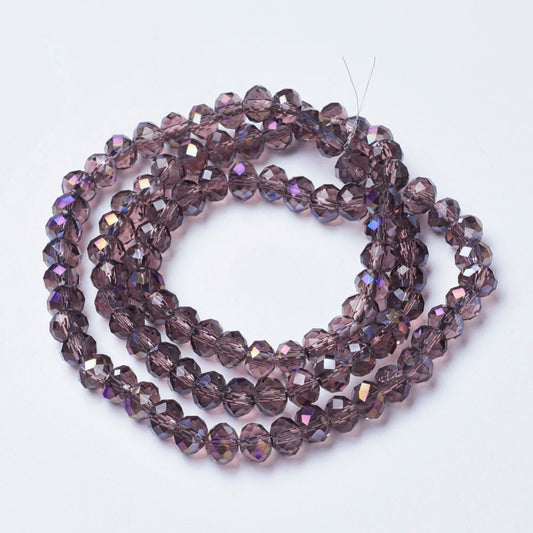 Glass Bead Rondelle Half Rainbow Plate Dark Violet 4x3mm