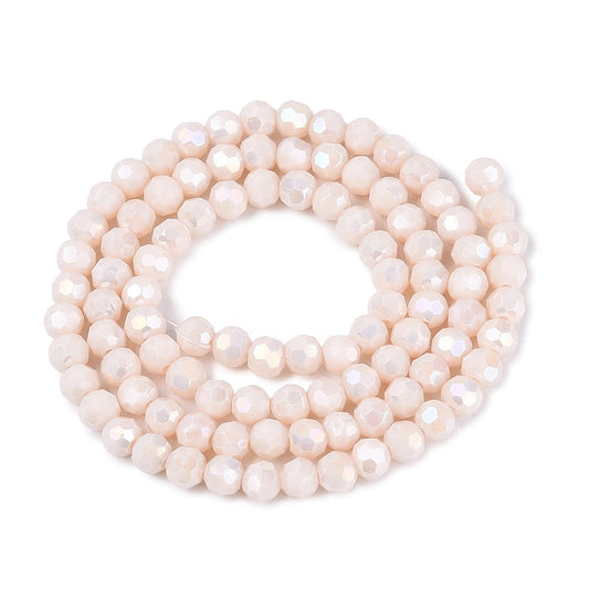 Glass Bead Faceted Round Linen 4.5x4mm