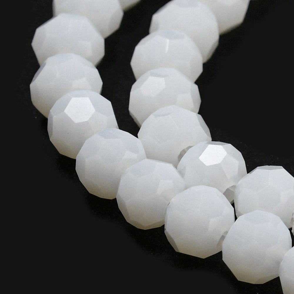 Glass Bead Faceted Opaque White 4MM