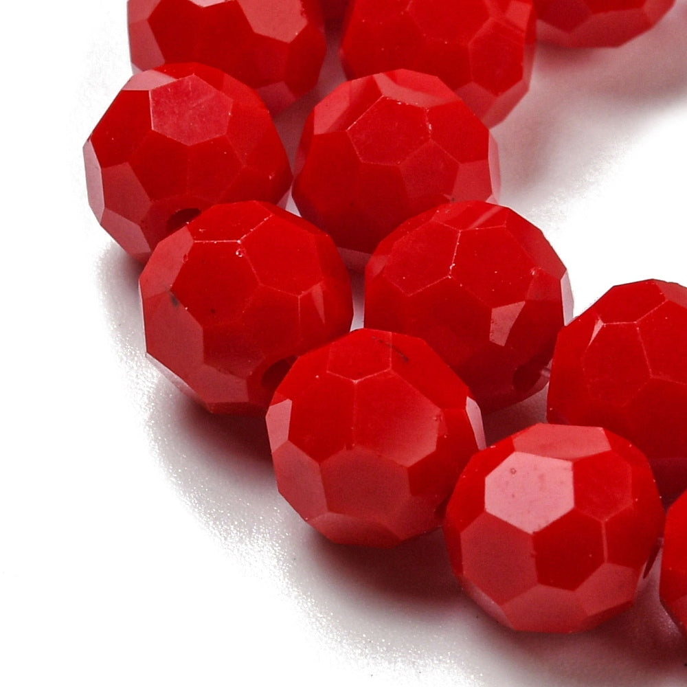 Glass Bead Faceted Opaque Red 8MM