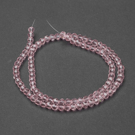 Glass Bead Faceted Round Misty Rose 4mm - Alberta Bead Store