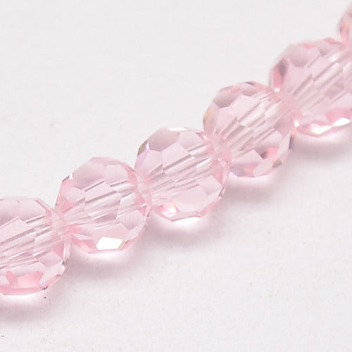 Glass Bead Faceted Round Misty Rose 8mm - Alberta Bead Store