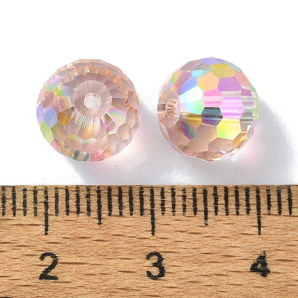 Glass Bead AB Color Plated Thistle Faceted Round 10mm - Alberta Bead Store