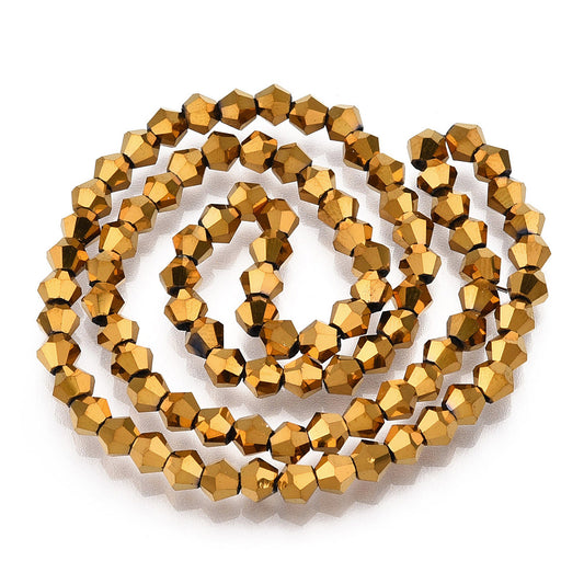 Glass Bead Faceted Bicone Gold 4x4.5mm