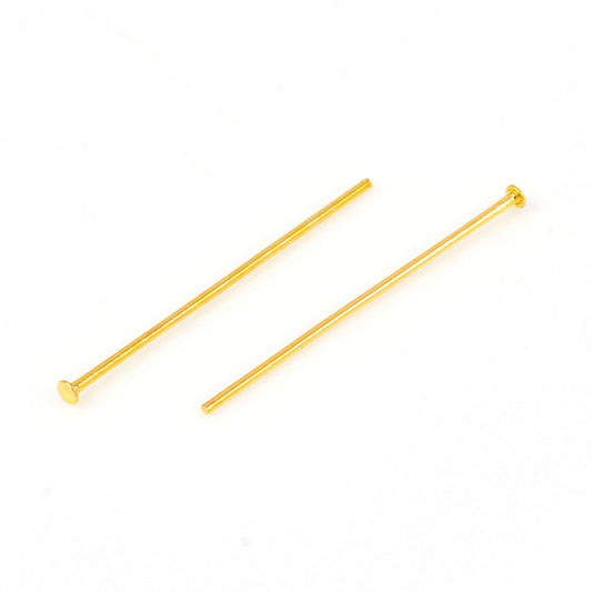 Flat Head Pin Golden 304SS 22x0.6MM Head 1.4MM 50pc
