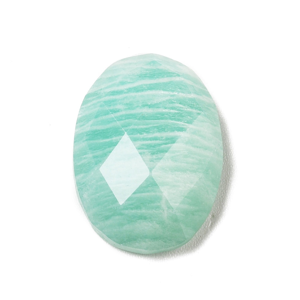 Cabochon Amazonite Faceted Oval 18x13mm - Alberta Bead Store