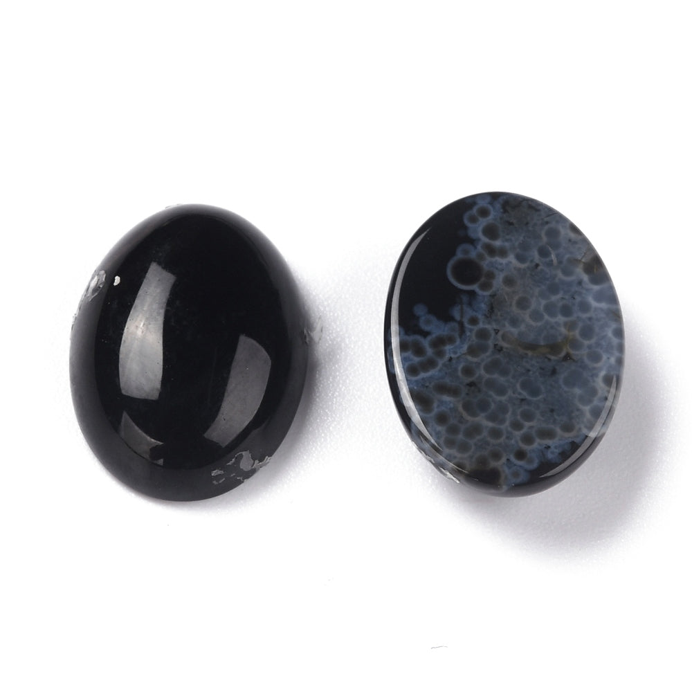 Black Agate Cabochon Oval 18x13mm - Alberta Bead Store