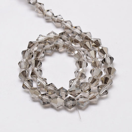 Glass Bead Imitation Austrian Crystal Light Grey Faceted Bicone 4mm - Alberta Bead Store
