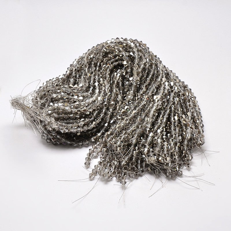 Glass Bead Imitation Austrian Crystal Light Grey Faceted Bicone 4mm - Alberta Bead Store