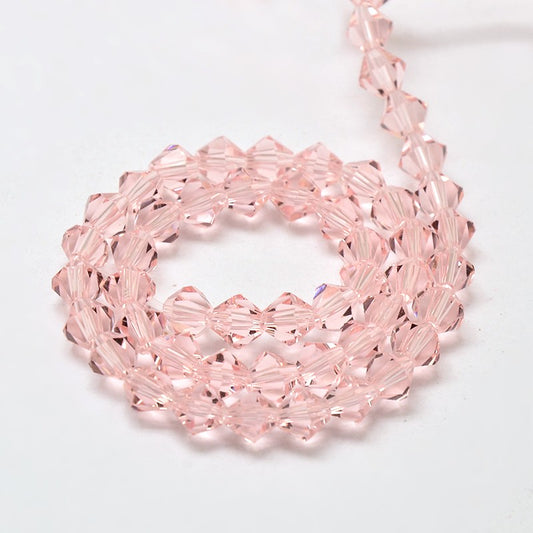 Glass Bead Imitation Austrian Crystal Pink Faceted Bicone 4mm - Alberta Bead Store