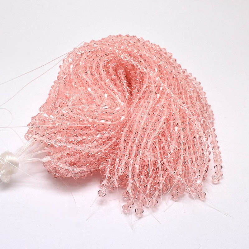 Glass Bead Imitation Austrian Crystal Pink Faceted Bicone 4mm - Alberta Bead Store