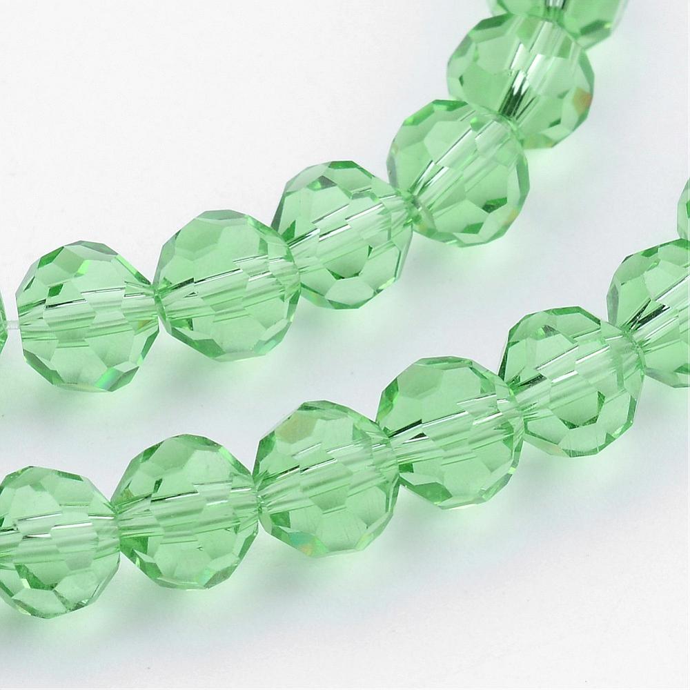 Glass Bead Imitation Austrian Crystal Light Green Faceted Round 4mm - Alberta Bead Store