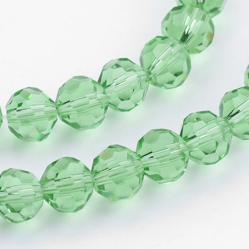 Glass Bead Imitation Austrian Crystal Light Green Faceted Round 6MM - Alberta Bead Store