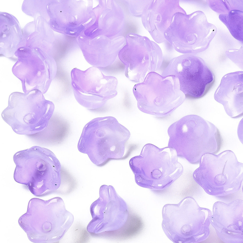 Glass Flower Bead Two Tone Lilac 100pc