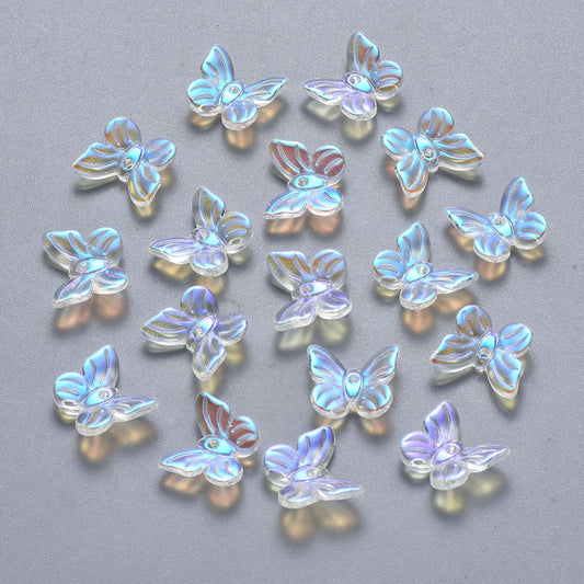 Glass Butterfly Bead Clear AB 100pc